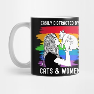 Easily distracted by cats and women lesbin pride Mug